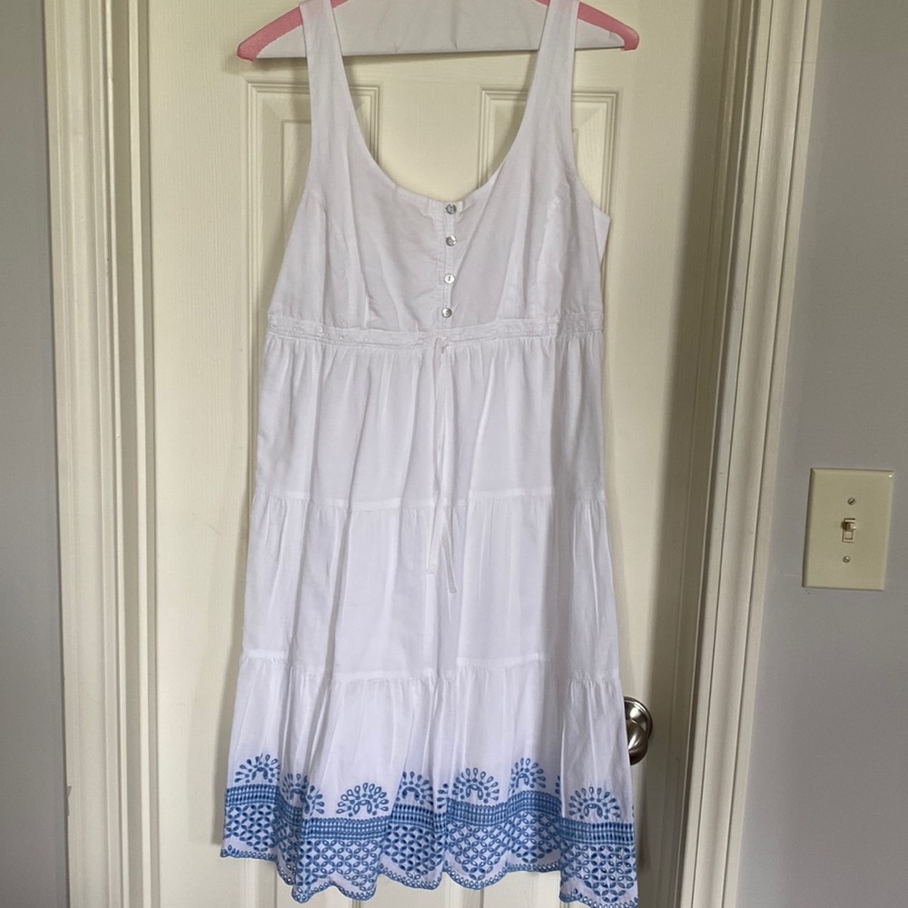 Seraphine White Cotton Embroidered Maternity Sundress